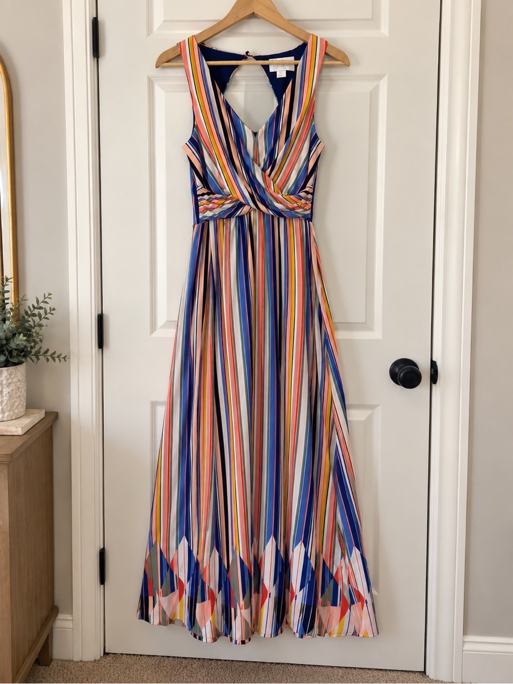 Jessica Simpson Multicolor Striped Maxi Dress with Blue Accents
